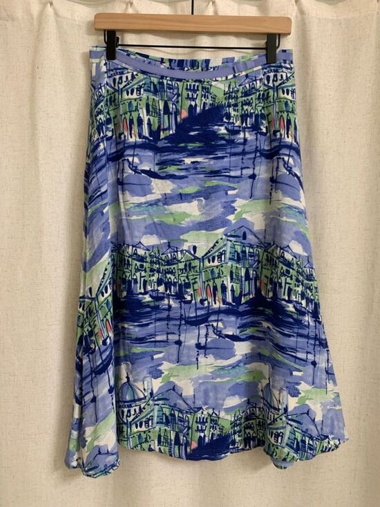 Liz Claiborne Dresses & Skirts - Liz Claiborne Cupro Coastal Seaport A line Printed Midi Skirt Seaside City 10
